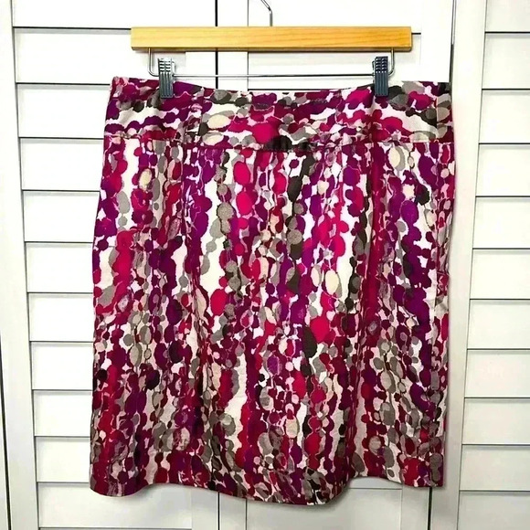 Ann Taylor Abstract Pleated Cotton A-Line Skirt Size 14 - Picture 9 of 9